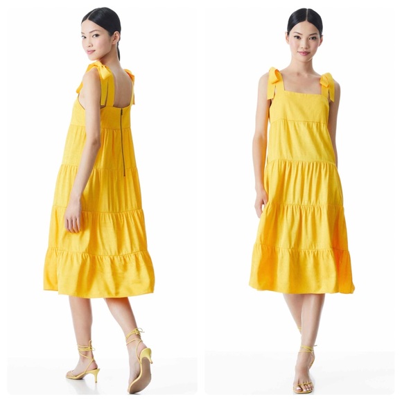 ALICE + OLIVIA Cynthia Tie Shoulder Midi Dress - Picture 6 of 12